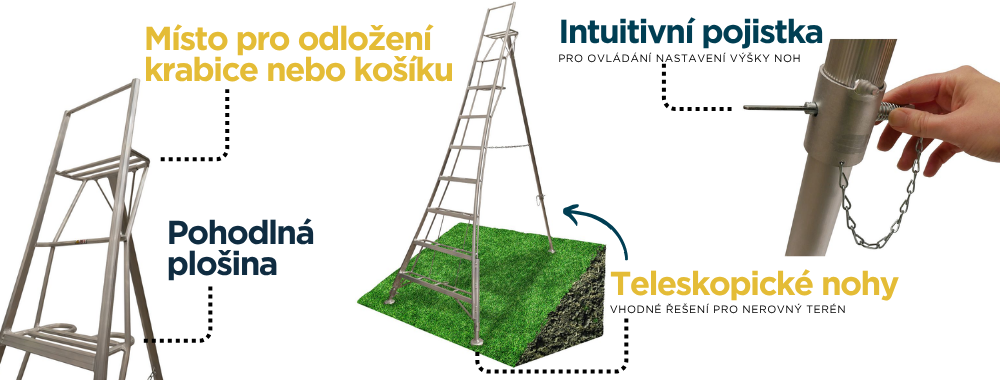 WERNER Trinohy plne nastavitelny zebrik - detail 1.1